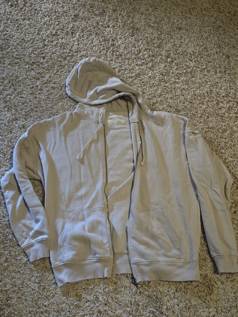 Aeropostale Light Gray Zip-Up Hoodie